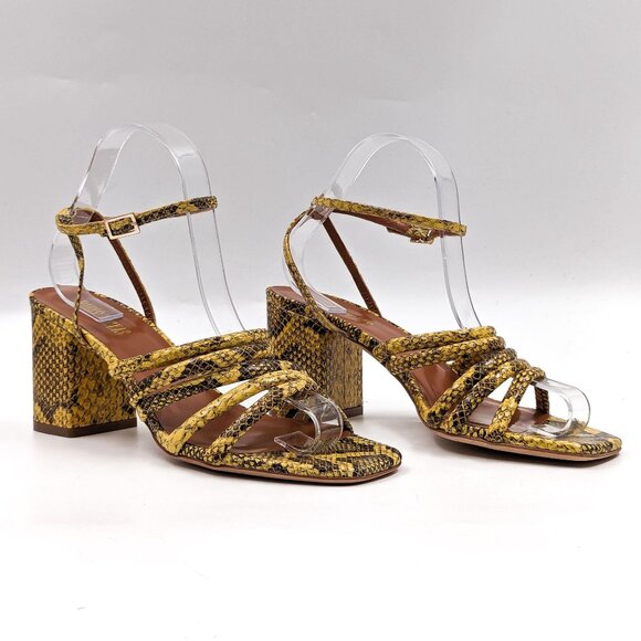 Paris Texas Women Carla Yellow Snake Leather Strappy Sandals size 7.5US 38EUR - Picture 1 of 10